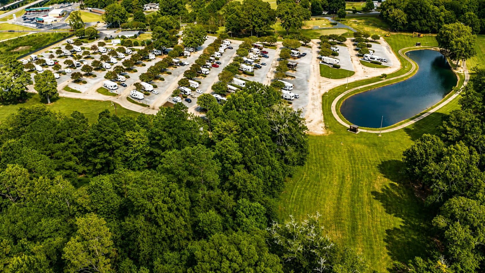 The park and pond from above