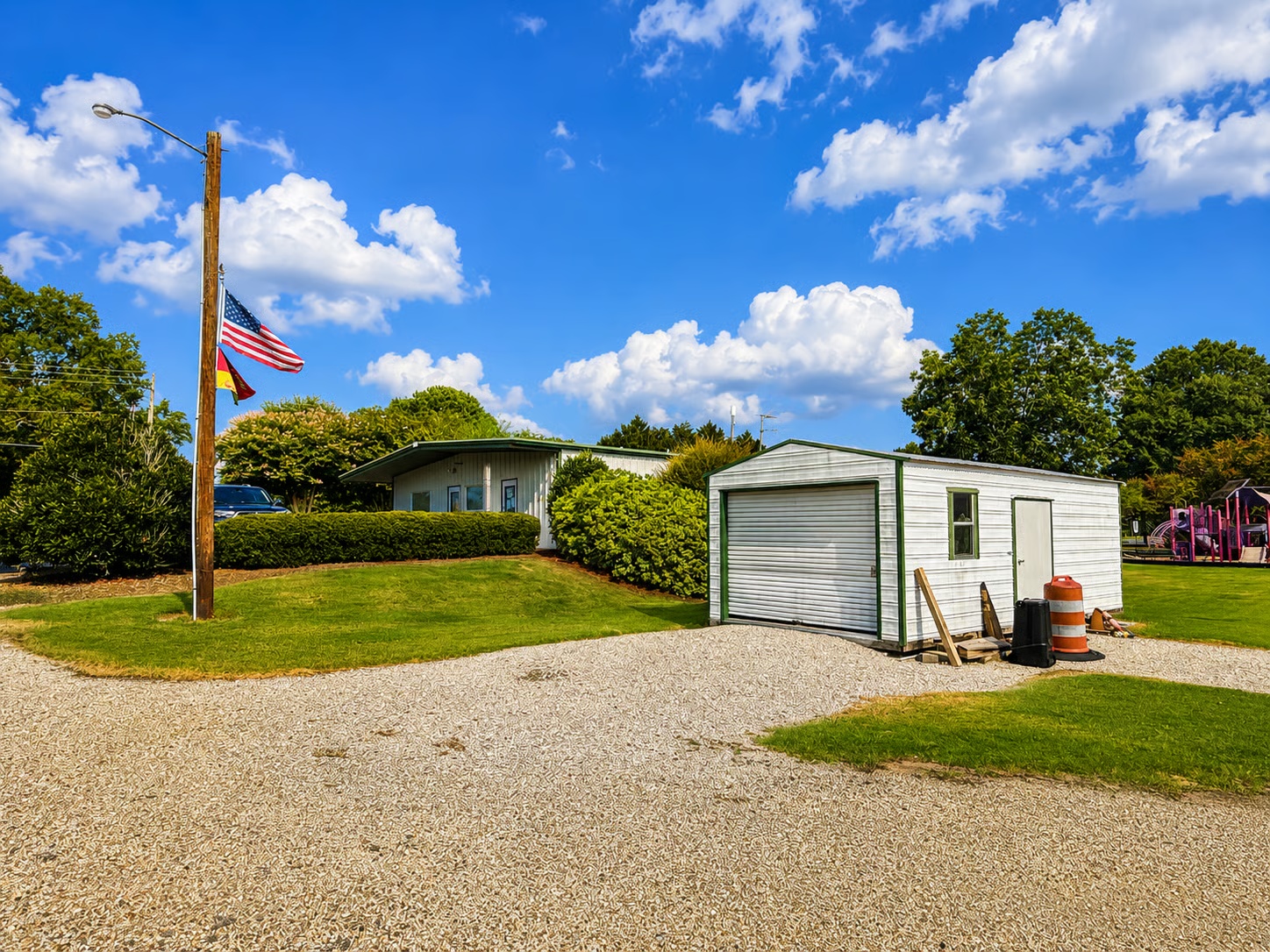 Park entrance and flagpole